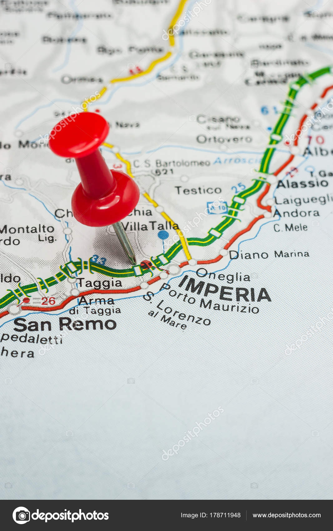 imperia karte Imperia Pinned On A Map Of Italy Stock Photo C Maior 178711948 imperia karte