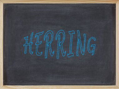 Ringa balığı et mavi renkte bir tahtaya yazılmış