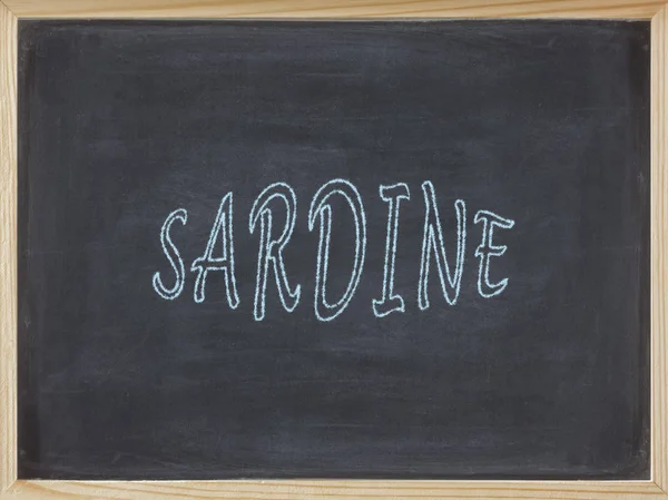 黒板に書かれた Sardinen 肉 — ストック写真