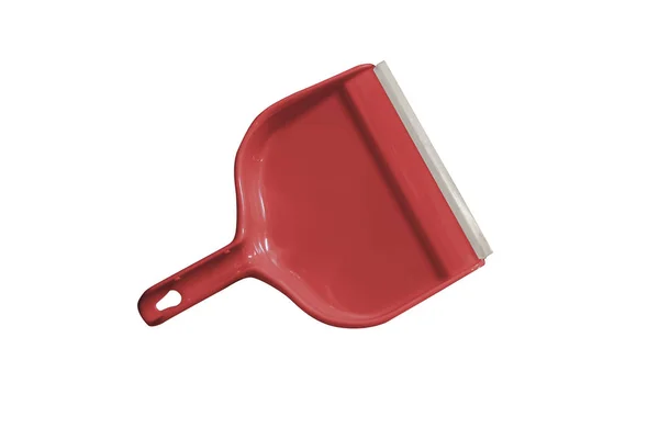 Plastic scoop of red color on a white background — Stock Photo, Image