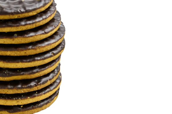 Stapel chocolade bedekt spijsvertering koekjes. — Stockfoto