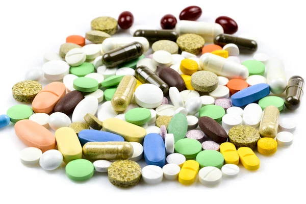 Hromada tablety a kapsle — Stock fotografie