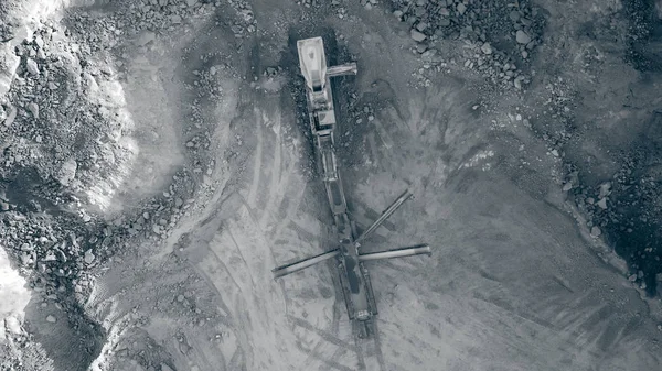 Aerial view on open pit mine of sand