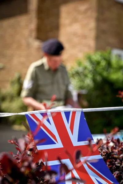 Ackworth Egyesült Királyság Május 2020 Egy Katona Öltözött Régi Egyenruha — Stock Fotó
