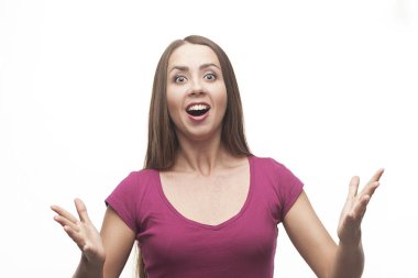  Güzel kız zevk ve sürpriz gösterir