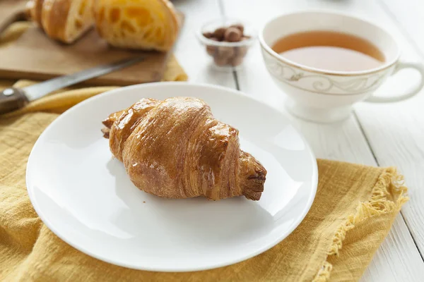 Croissant Bagel Massa Folhada Doces Europeus Tradicionais Cozinha Francesa — Fotografia de Stock