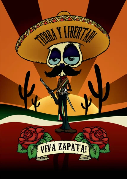 Personaje revolucionario mexicano de aspecto divertido Ilustración De Stock