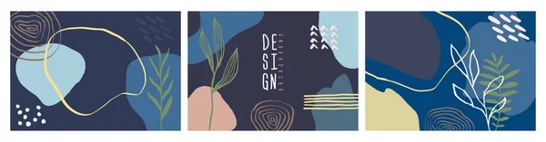 Modern sanatsal kartlar tasarım şablonu. Soyut arka plan tasarımları seti - yaz satışı, sosyal medya tanıtım içeriği. Renkli moda şekilleri