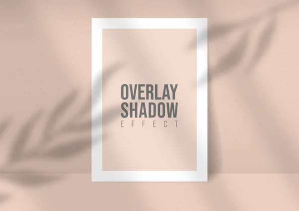 Gölge Kaplama Tesisi Vektör Mockup A4 Kağıt levhalar. Gölgeler modern minimalist tarzda pembe arka plan üzerinde bir yaprak kaplama etkileri. Sunum için El İlanı, Poster, boş, logo, davetiye