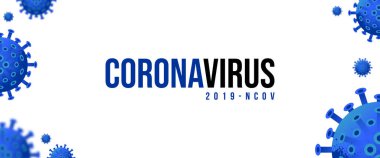 Roman Coronavirus 2019-nCoV. Virüs Covid 19-NCP. Coronavirus nCoV tek iplikli RNA virüsü olduğunu gösteriyor. Gerçekçi 3 boyutlu sarı virüs hücreleri olan bir arka plan. Web sitesi için yatay pankart, poster, başlık.