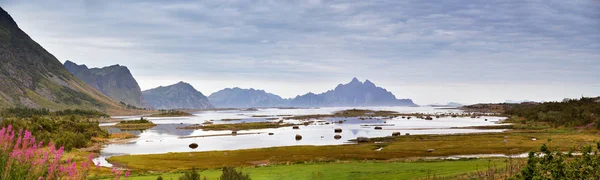 Fiorde da Noruega. Paisagem de verão nublado panorama — Fotografia de Stock