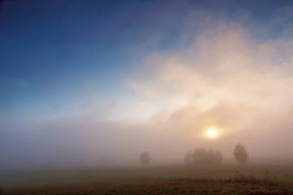 Herbst bunten nebligen Morgen. Himmel und Wolken — Stockfoto