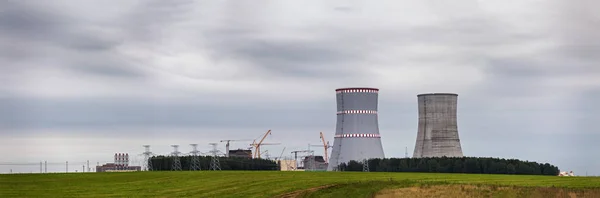 Panoramic view of building of Belarus Nuclear power plant — Stock Photo, Image