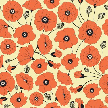 Haşhaş ile renkli seamless modeli. Soyut resim. EPS 8