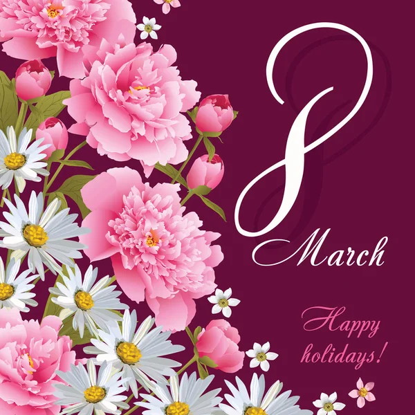 Πρότυπο ευχετήριας κάρτας την ημέρα της γυναίκας 8 Μαρτίου. Ημέρα της γυναίκας ευτυχισμένη. EPS 10 — Διανυσματικό Αρχείο