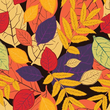 Yaprakları ve dalları ile sonbahar seamless modeli. 