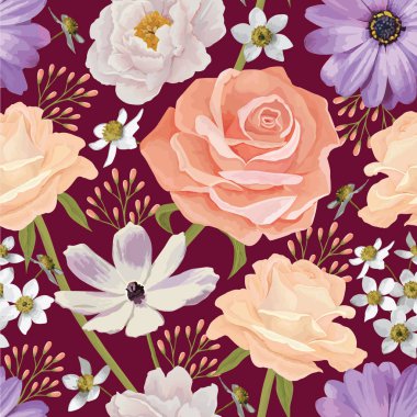 Elegance kesintisiz renk çiçek deseni Güllü. EPS 10
