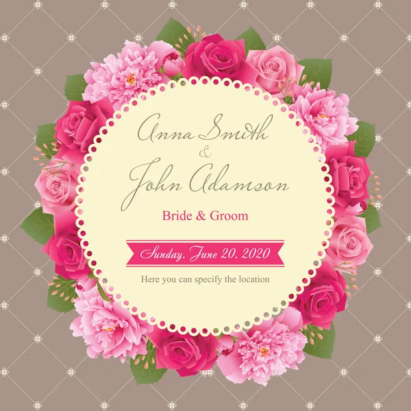 Bruiloft uitnodigingskaart, slaat u de datum-card, wenskaart. Frame met bloem. EPS-10 — Stockvector