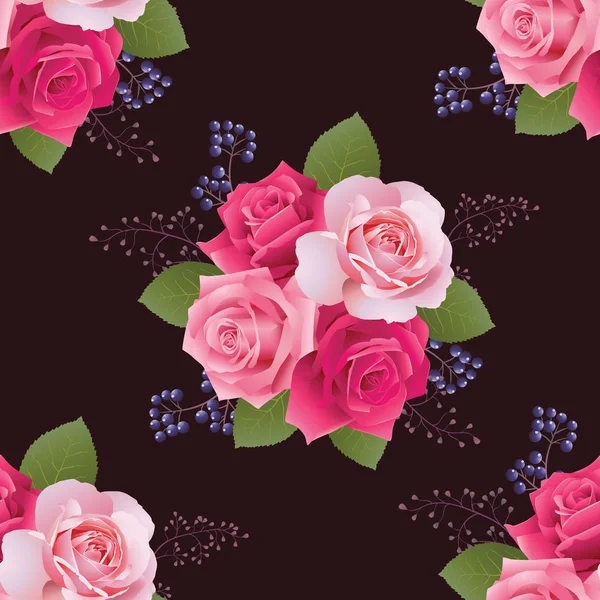 Naadloze patroon met rode en roze rozen. Vectorillustratie. EPS-10 — Stockvector