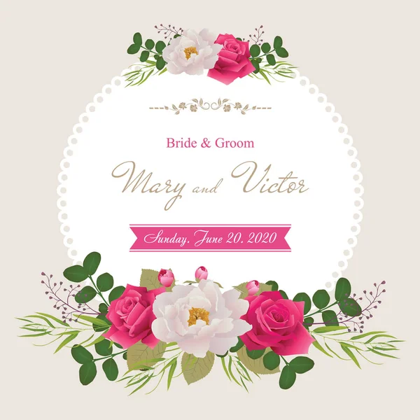 Προσκλητήρια γάμου με λουλούδι. Συλλογή πρότυπο. (Χρήση για Boarding Pass, προσκλήσεις, ευχαριστήρια κάρτα). Εικονογράφηση διάνυσμα. EPS 10 — Διανυσματικό Αρχείο