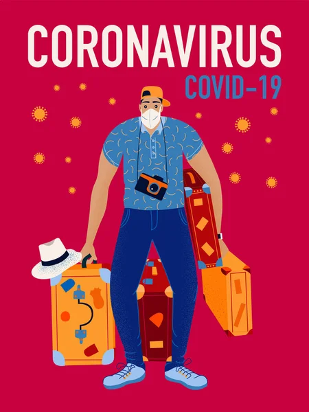 Коронавірус Covid Коронавірус Світі Роман Коронавірус 2019 Ncov Людина Турист — стоковий вектор