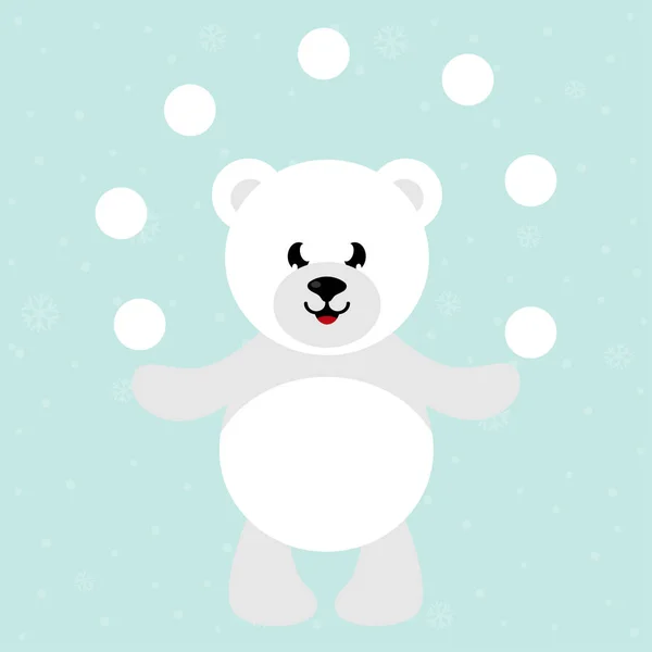 Dibujos animados oso blanco con bola de nieve — Archivo Imágenes Vectoriales