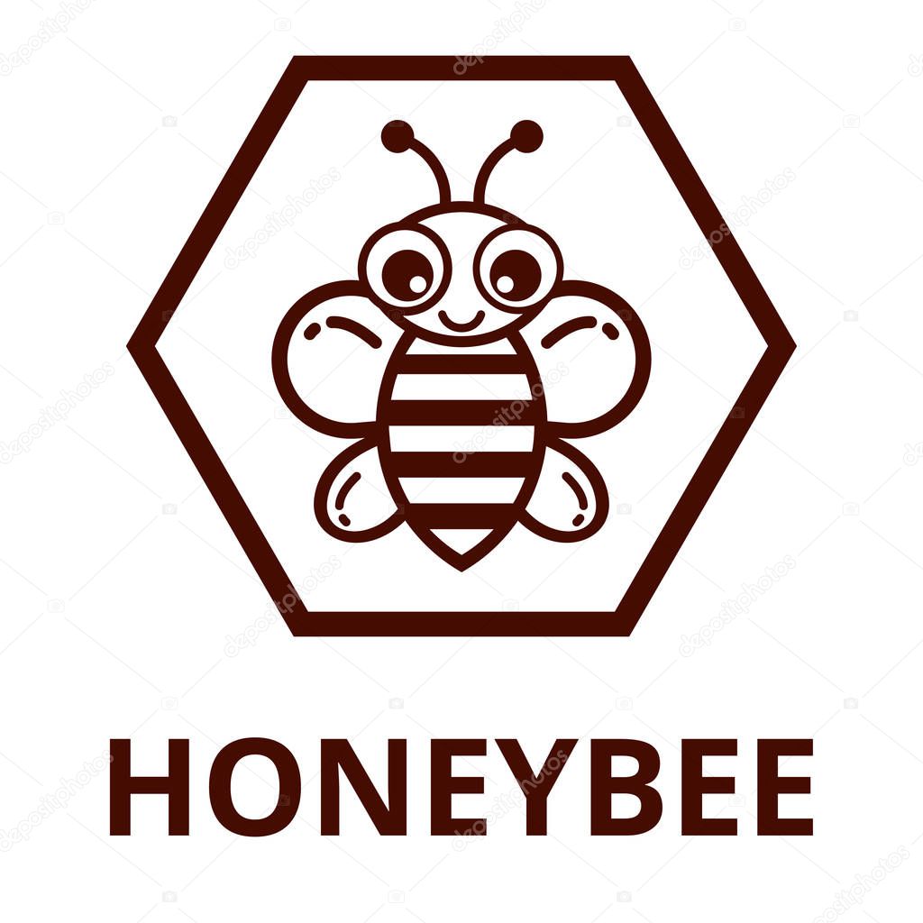 Cartoon bee outline label