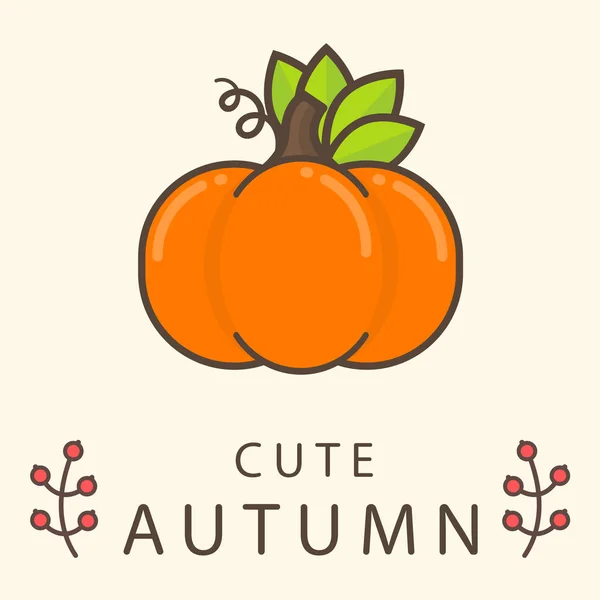 Słodkie pumpkin kreskówka z liści wektor — Wektor stockowy