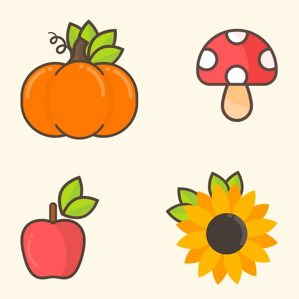 Elementos de otoño de dibujos animados — Vector de stock