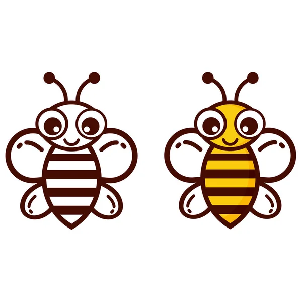 Dessin animé abeille contour ensemble — Image vectorielle