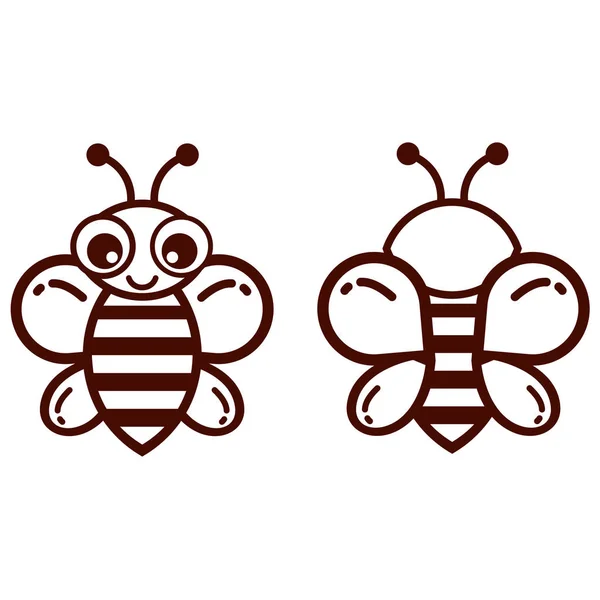 Dessin animé abeille contour vecteur — Image vectorielle