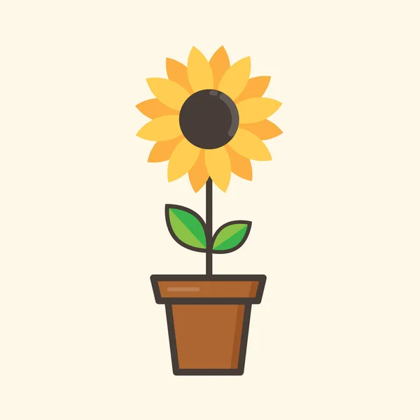 Cartoon solros i en blomkruka — Stock vektor