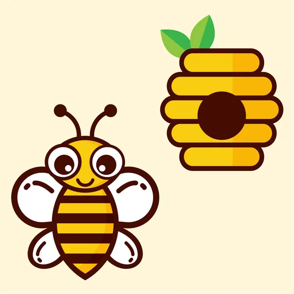 Χαριτωμένο bee και beehouse — Διανυσματικό Αρχείο