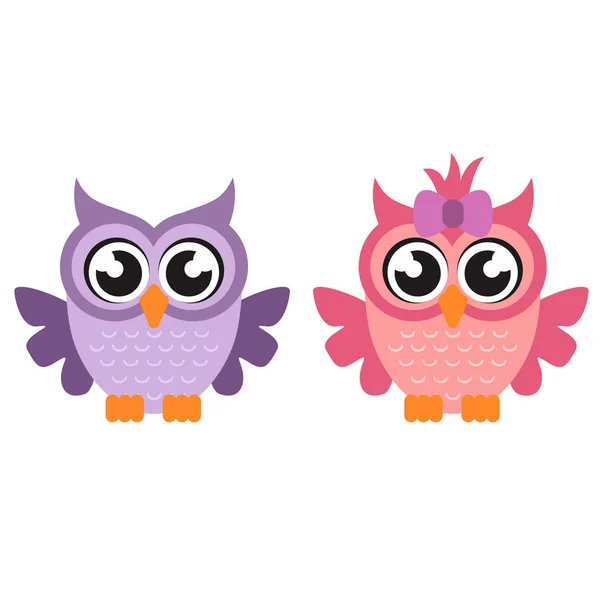 Cartoon owl boy and girl — Stock Vector