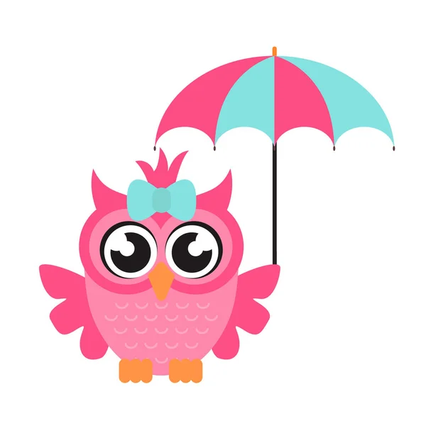 Девушка-сова с зонтиком — стоковый вектор