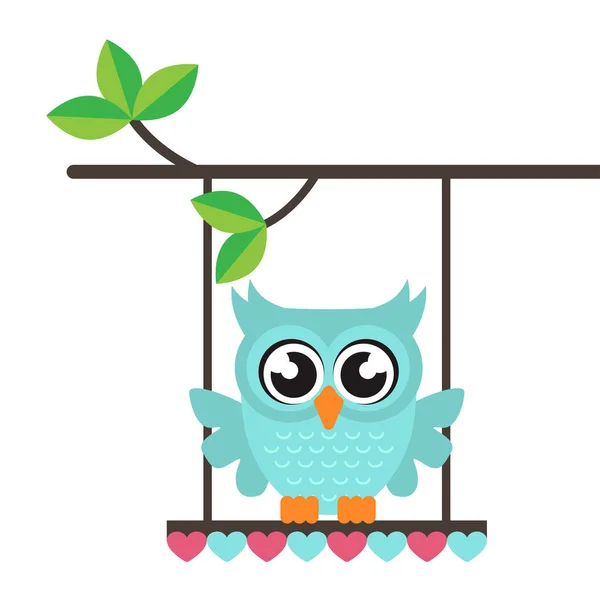 çizgi film baykuş bir şube ve salıncak