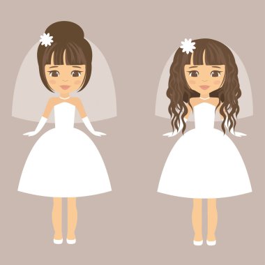 kısa bir elbise içinde karikatür gelin ayarla