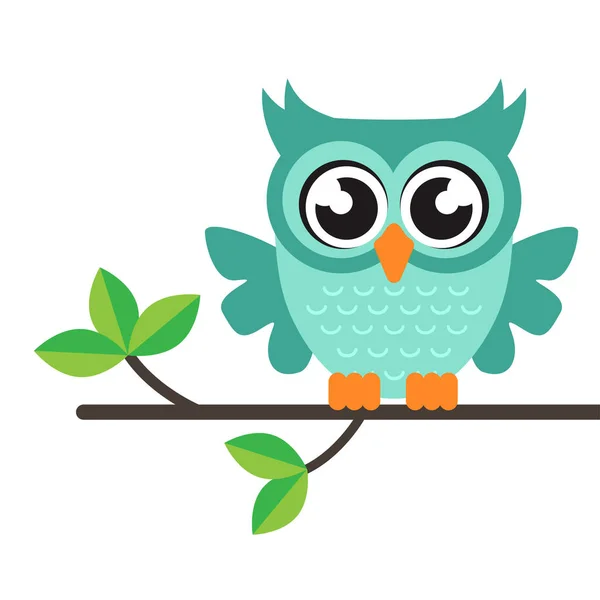 Dessin animé hibou vecteur sur une branche — Image vectorielle