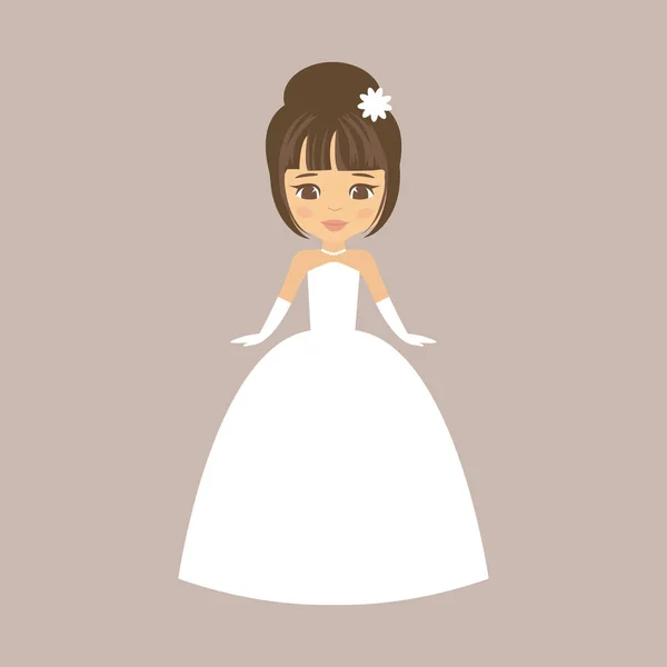 Cartoon girl in white dress — Stock Vector