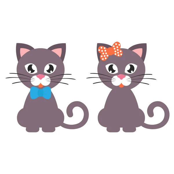 Dibujos animados gato chico y chica — Vector de stock