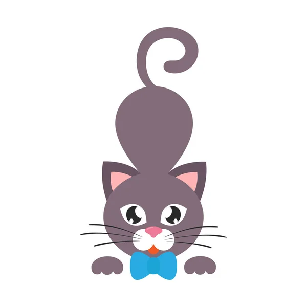 Vettore gatto cartone animato con cravatta — Vettoriale Stock