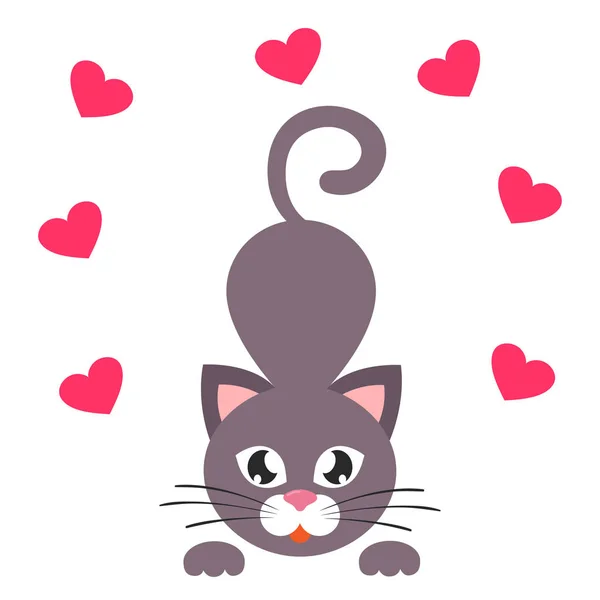 Κινούμενα σχέδια γάτα διάνυσμα με καρδιά — Διανυσματικό Αρχείο