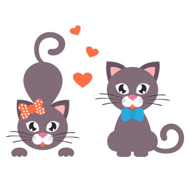 Karikatür kedi ile kalp koymak