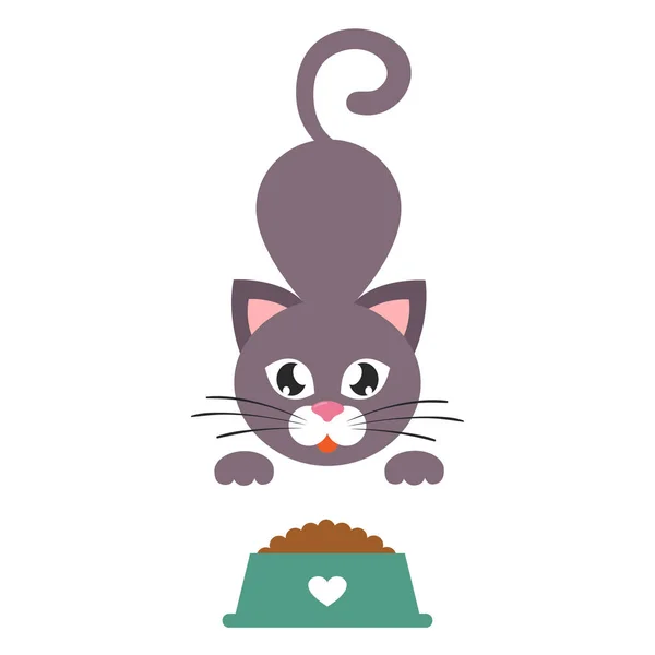 Cartoon kat met een kom vector — Stockvector