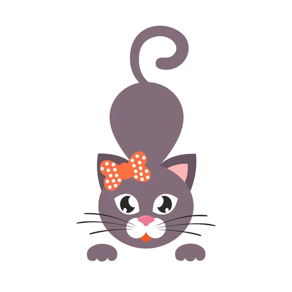 Cartoon cat with bow vector — Stock Vector