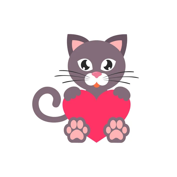 Gato de dibujos animados con corazón — Vector de stock
