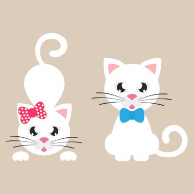 çizgi film beyaz kedi seti