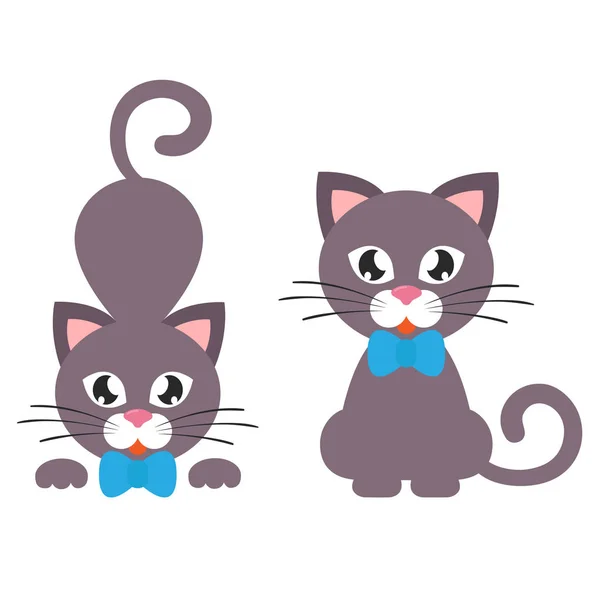 Cartoon kat met stropdas set — Stockvector