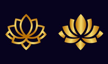 çizgi film lotus çiçeği altın set