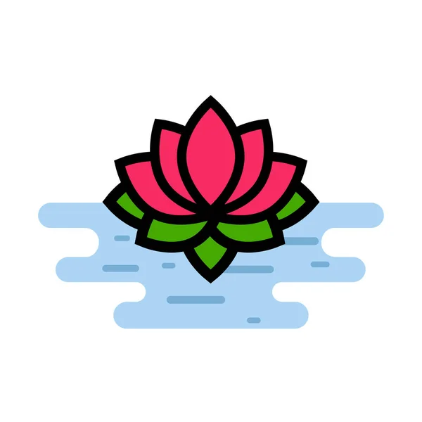 Γελοιογραφία lotus πάνω στο νερό — Διανυσματικό Αρχείο